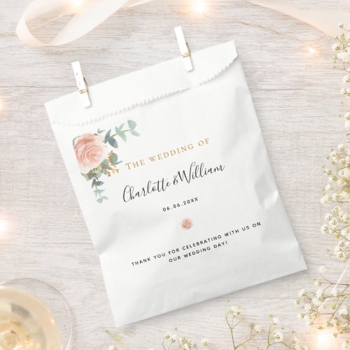 Wedding rose gold floral eucalyptus elegant favor bag
