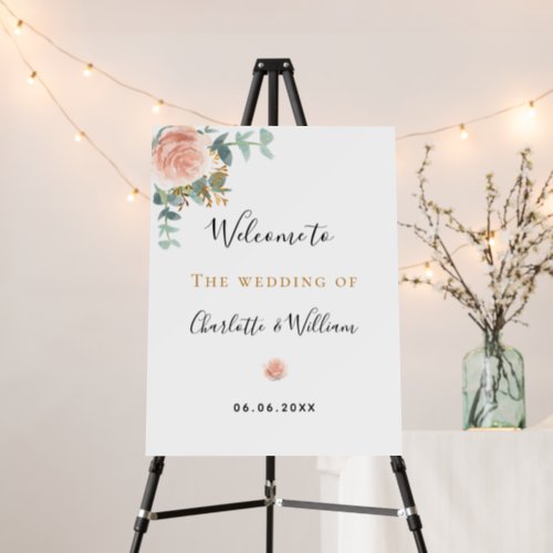 Wedding rose gold floral eucalyptus elegant foam board