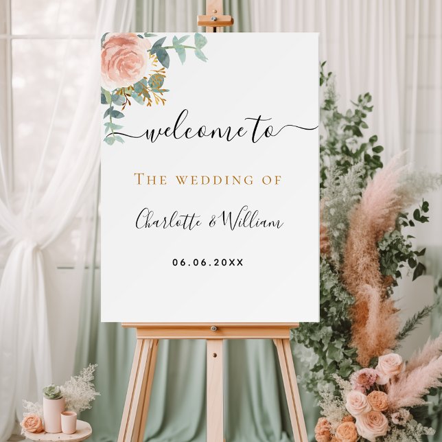 Wedding rose gold floral eucalyptus elegant  foam board (Creator Uploaded)