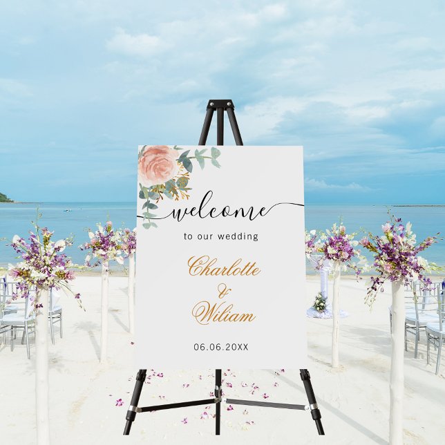 Wedding rose gold floral greenery welcome foam board (Creator Uploaded)