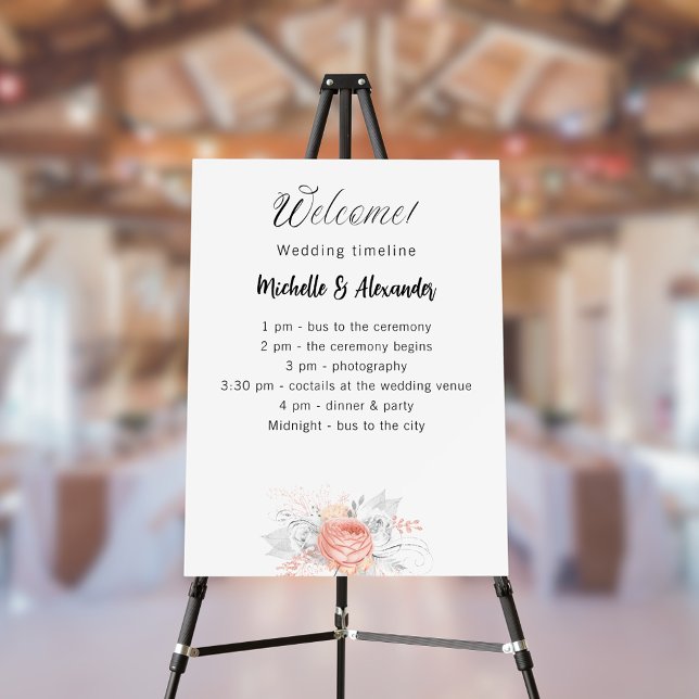 Wedding rose gold flowers program timeline foam board (Creator Uploaded)