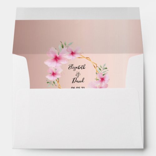 Wedding rose gold pink floral geometric envelope