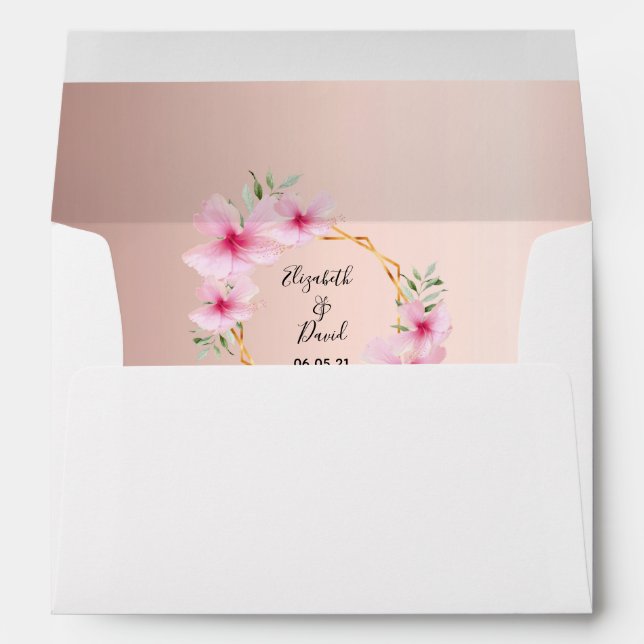 Wedding rose gold pink floral geometric envelope (Back (Bottom))