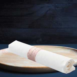 Wedding rose gold pink monograms dinner napkin bands