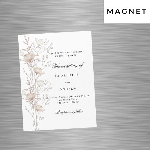 Wedding rose gold white wildflower luxury magnetic invitation