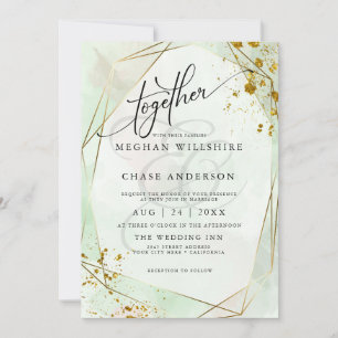 WEDDING Rose Mint Gold Dappled Watercolor
