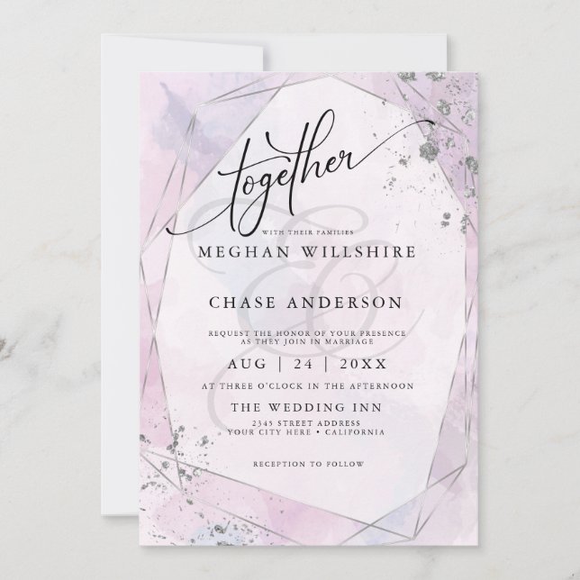 WEDDING | Rose Pink and Lilac Silver Jaspé (Front)