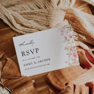 Wedding Rose RSVP Card Template