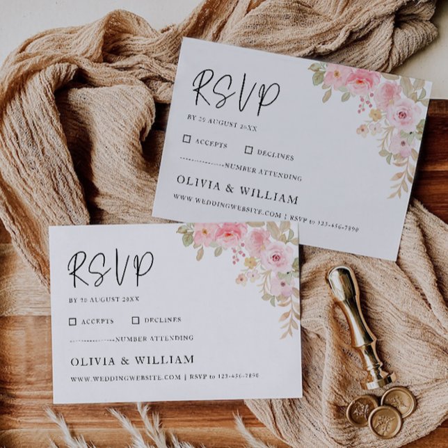 Wedding Rose RSVP Card Template (Wedding Rose RSVP Card Template)