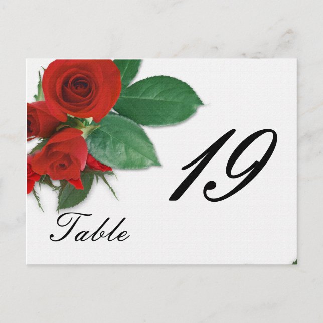 wedding rose table number (Front)