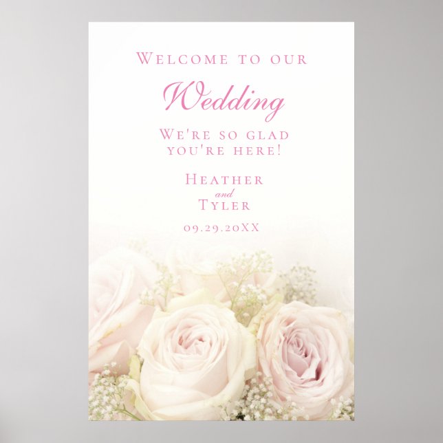 Wedding Roses 24"x36" Welcome Sign (Front)