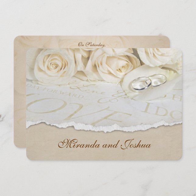 Wedding Roses and Rings Invitation (Front/Back)