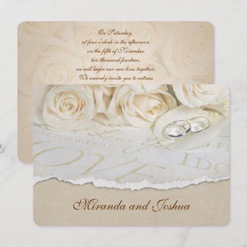 Soft Wedding Roses Personalized Invite