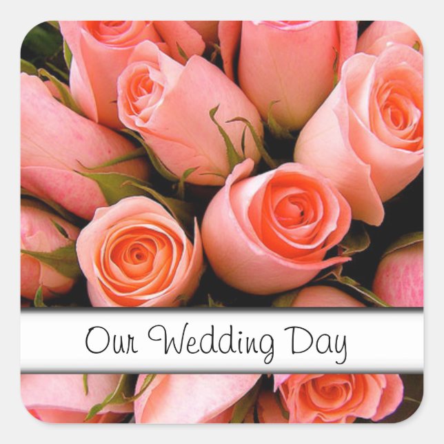 Wedding Roses Envelope Seal Stickers Template (Front)