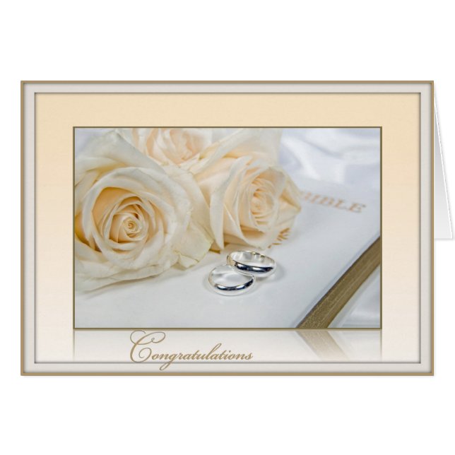 Wedding Roses On Holy Bible Cards (Front Horizontal)