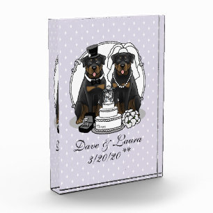 Wedding Rottweilers Bride and Groom Dogs Cute Acrylic Award