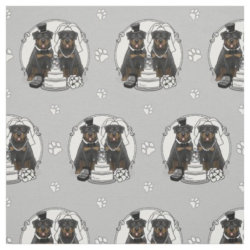 Wedding Rottweilers Bride and Groom Dogs Cute Fabric