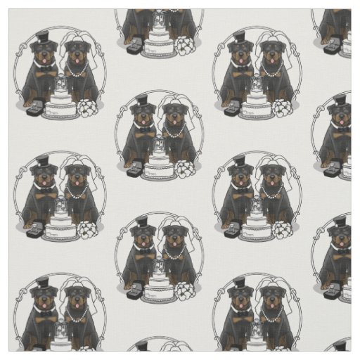 Wedding Rottweilers Bride and Groom Dogs Cute Fabric