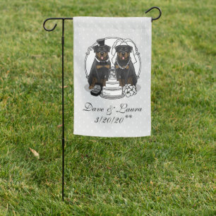 Wedding Rottweilers Bride and Groom Dogs Cute Garden Flag