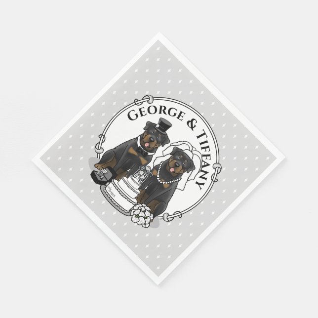 Wedding Rottweilers Bride and Groom Dogs Cute Napkins (Corner)