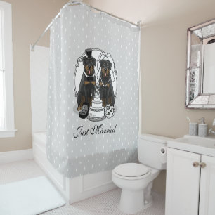 Wedding Rottweilers Bride and Groom Dogs Cute Shower Curtain