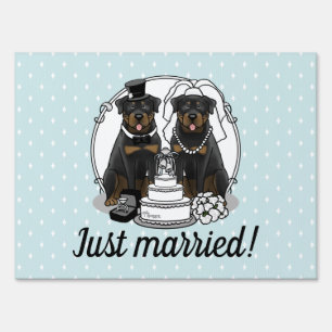 Wedding Rottweilers Bride and Groom Dogs Cute Sign