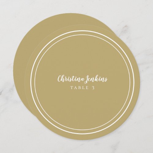 Wedding Round Custom Gold Guest Dinner Place Card