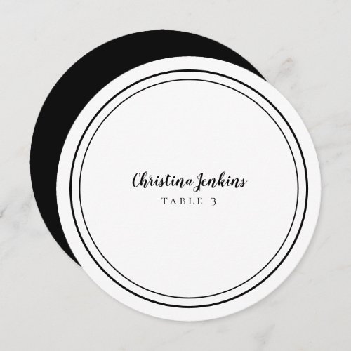 Wedding Round Custom Guest Black Table Place Card