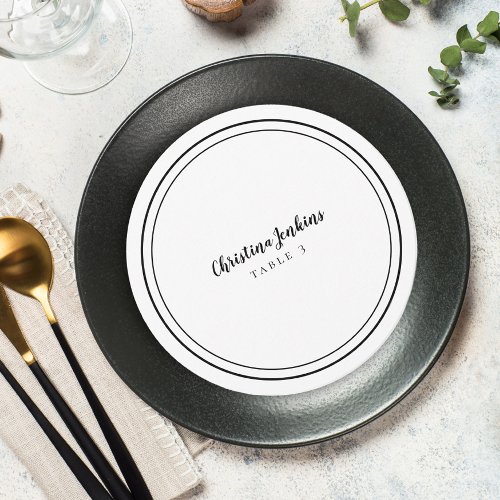 Wedding Round Custom Guest Black Table Place Card