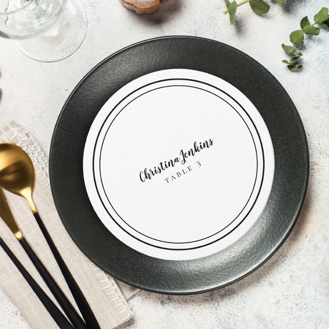 Wedding Round Custom Guest Black Table Place Card (Wedding Round Custom Guest Black Table Place Card)