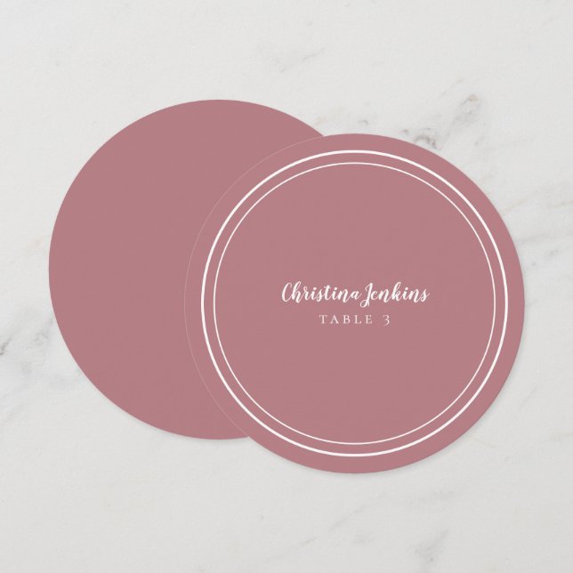 Wedding Round Custom Guest Dusty Rose Place Card (Front/Back)