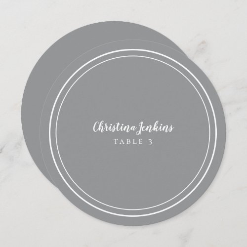 Wedding Round Custom Guest Gray Table Place Card