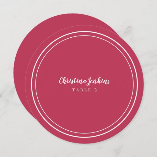 Wedding Round Custom Guest Magenta Red Place Card