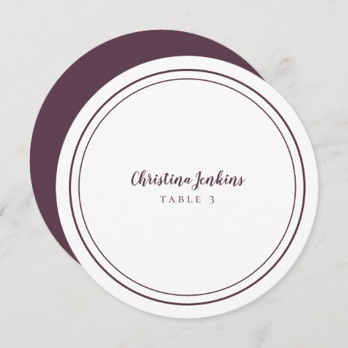 Wedding Round Custom Guest Purple White Place Card