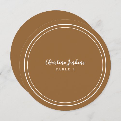Wedding Round Custom Guest Rustic Brown Place Card