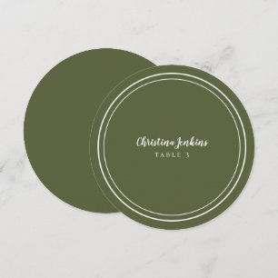 Wedding Round Custom Guest Rustic Green Place Card