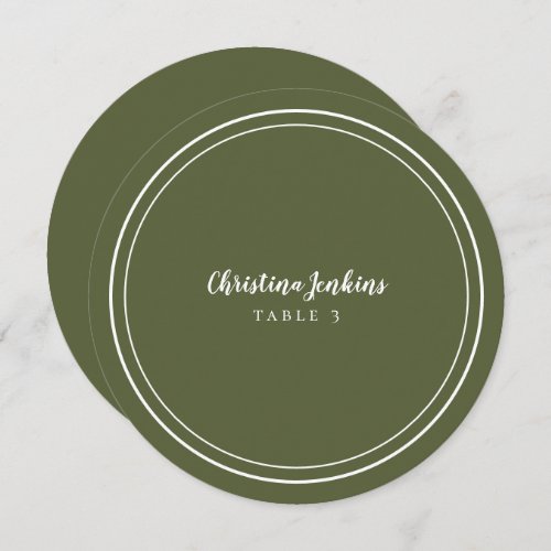 Wedding Round Custom Guest Rustic Green Place Card