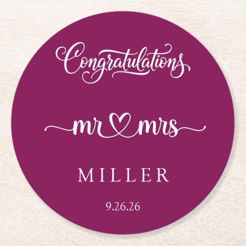 Wedding round paper coaster