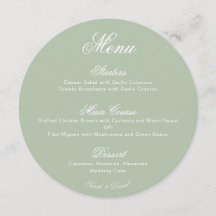 Wedding Round Sage Green Simple Calligraphy Script