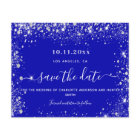 Wedding royal blue silver glitter budget save date