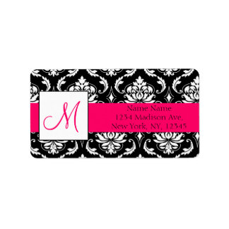 Wedding RSVP Address Labels Damask Monogram