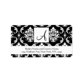 Wedding RSVP Address Labels Damask Monogram