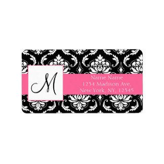 Wedding RSVP Address Labels Damask Monogram