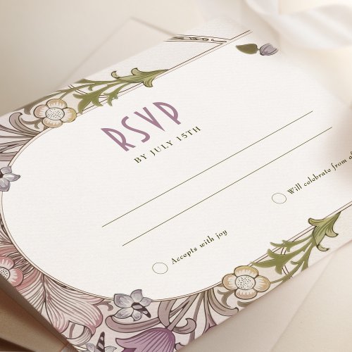 Wedding RSVP Art Nouveau William Morris Lavender Invitation