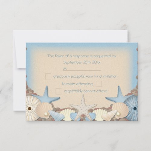 Wedding RSVP Beautiful Tropical Beach Shells Custom Announcements