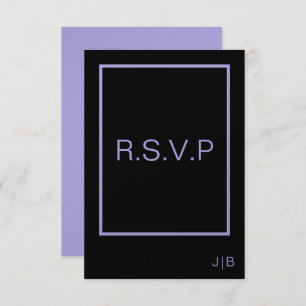Wedding RSVP black and lavender CARD