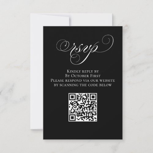Wedding RSVP Black and White QR Code Calligraphy