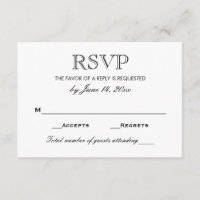 Wedding RSVP Card | Black and White