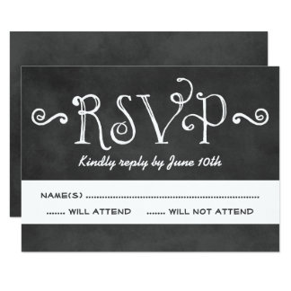Wedding RSVP Card | Black Chalkboard Charm