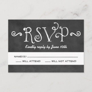 Wedding RSVP Card | Black Chalkboard Charm